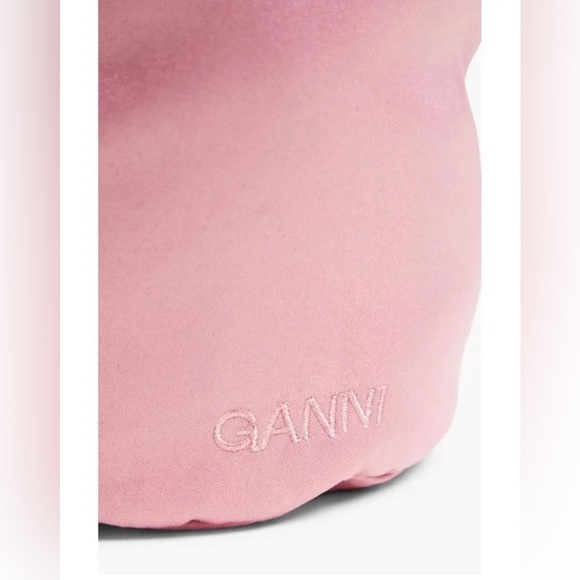 GANNI Pink Scrunchie Occasion Knot Top Handle Tote Bag Shoulder Drawstring Purse - Picture 4 of 10